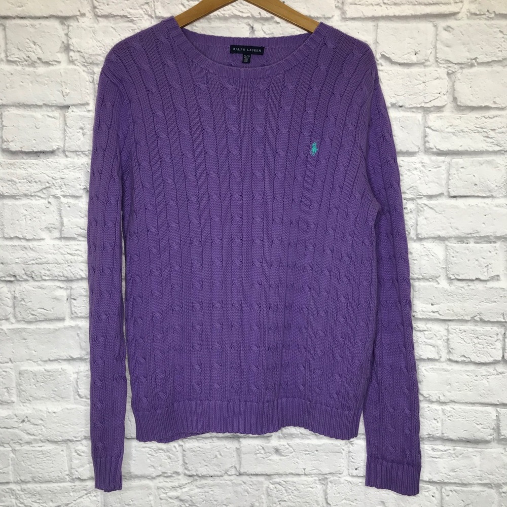 Ralph Lauren Blue Label Purple Cable Knit Sweater